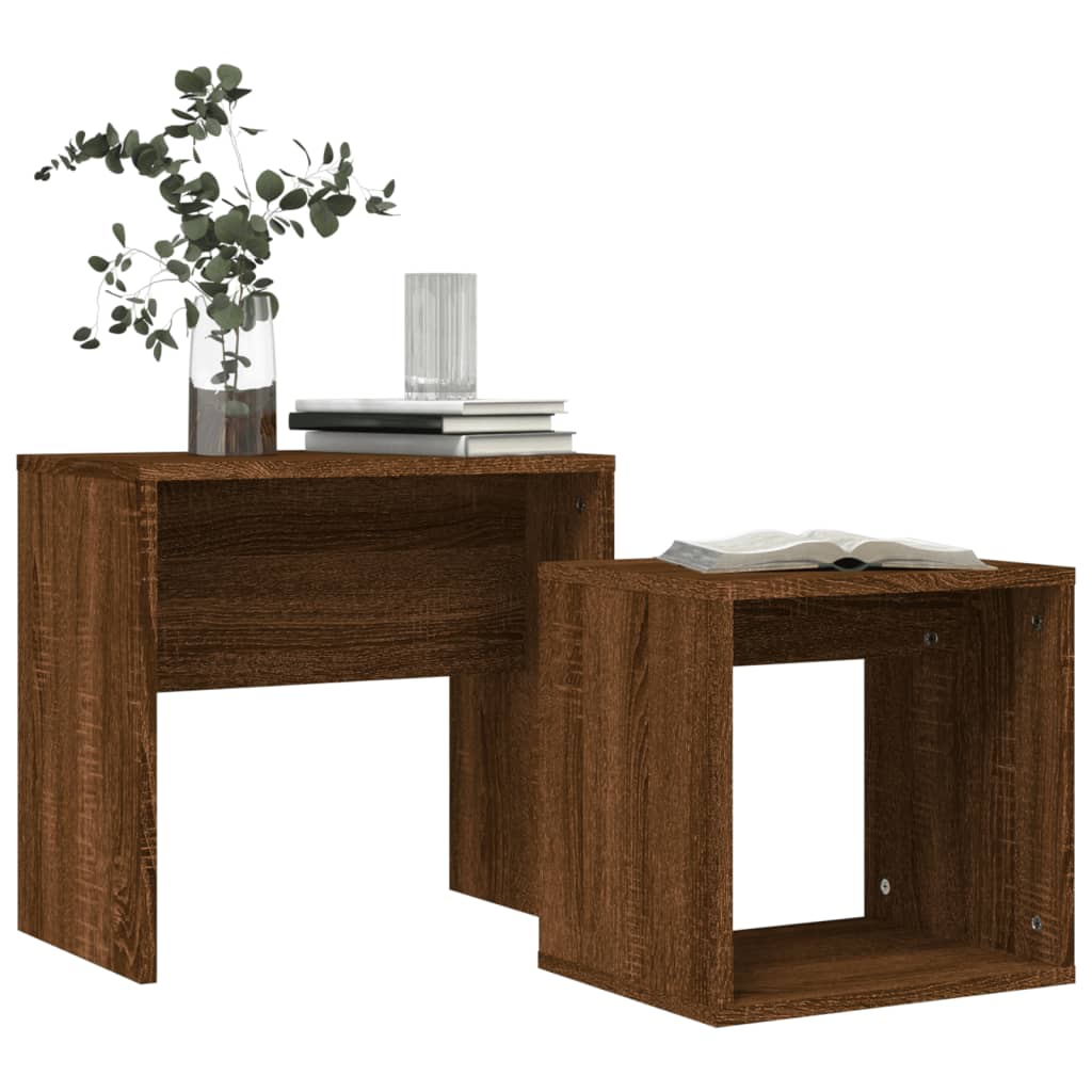Nesting Coffee Tables 2 pcs Brown Oak Engineered Wood