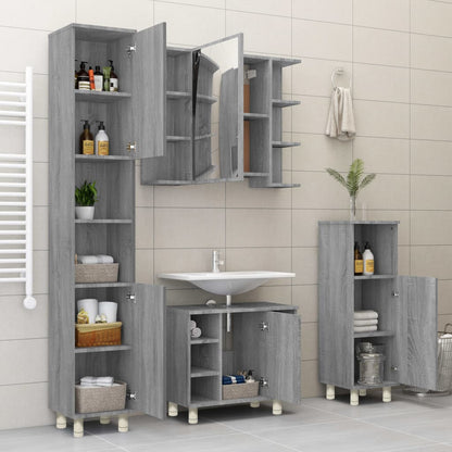 Grey Sonoma Bathroom Cabinet - 30x30x95 cm Engineered Wood