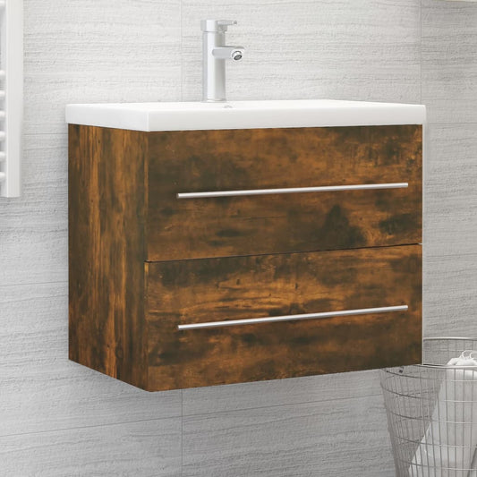 Smoked Oak Engineered Wood Sink Cabinet 60x38.5x48 cm