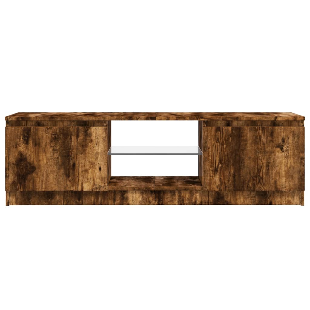 TV Cabinet with LED Lights Smoked Oak 120x30x35.5 cm