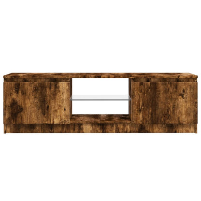 TV Cabinet with LED Lights Smoked Oak 120x30x35.5 cm