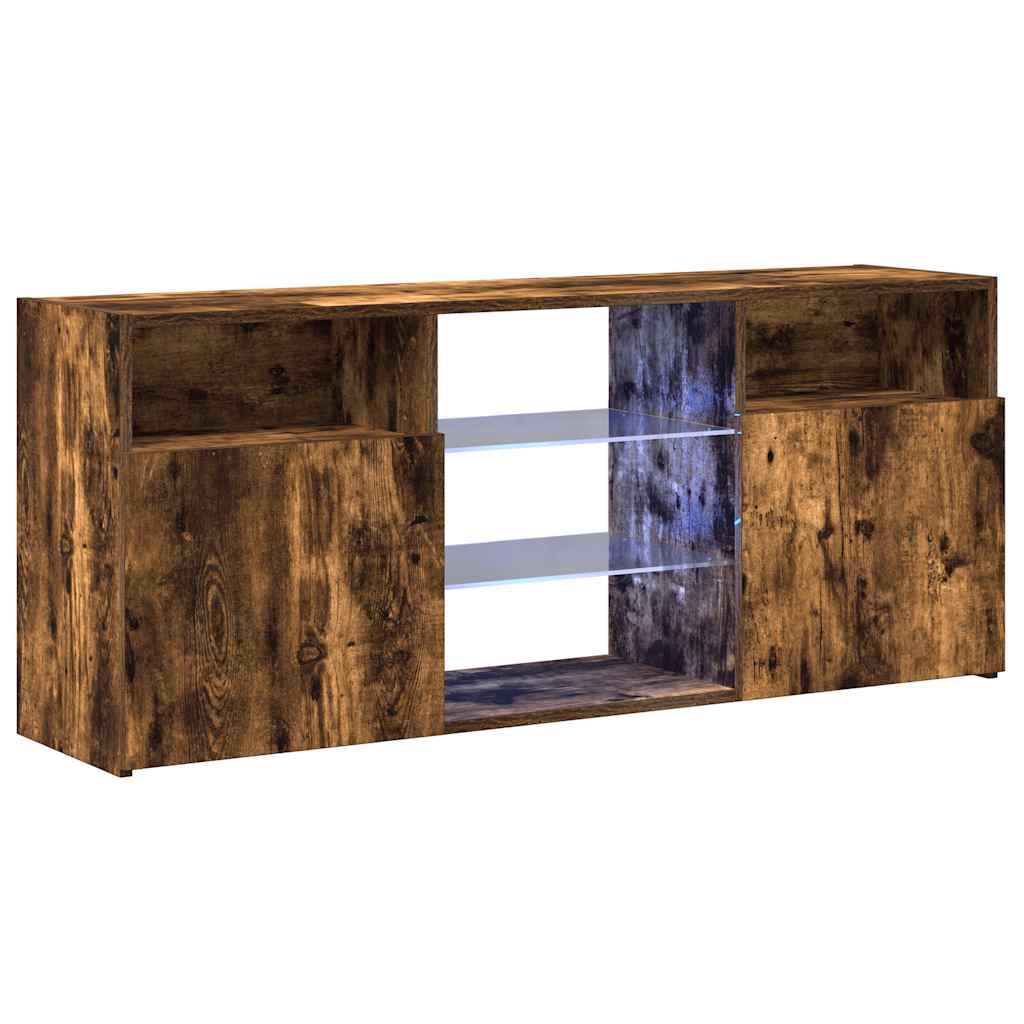TV Cabinet with LED Lights Smoked Oak 120x30x50 cm