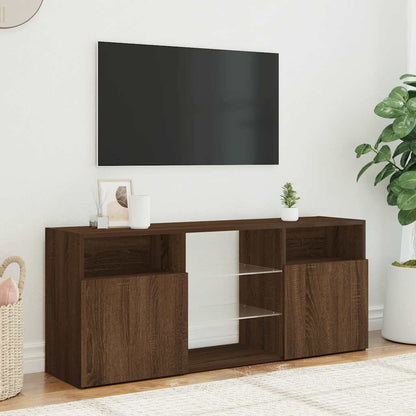 TV Cabinet with LED Lights Brown Oak 120x30x50 cm