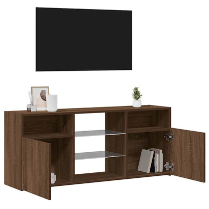 TV Cabinet with LED Lights Brown Oak 120x30x50 cm