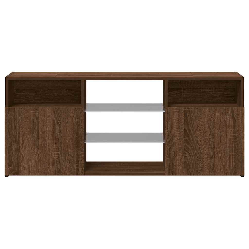 TV Cabinet with LED Lights Brown Oak 120x30x50 cm