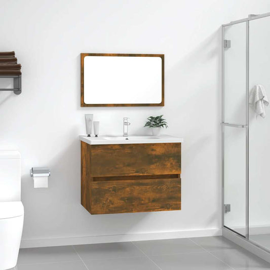 2-Piece Smoked Oak Bathroom Set - Engineered Wood