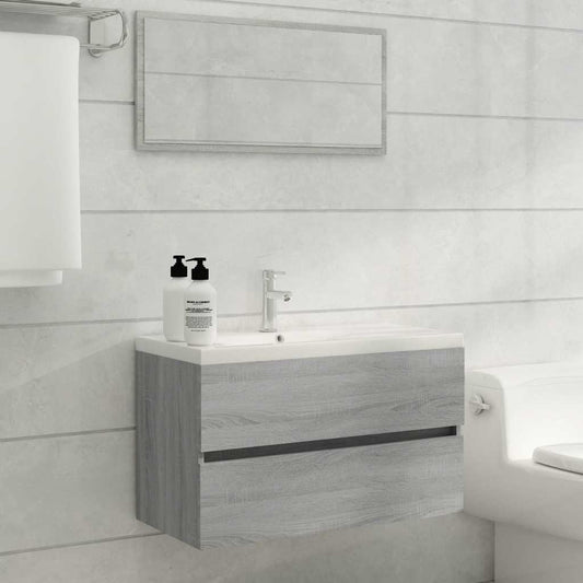 2-Piece Sonoma Grey Bathroom Set - Engineered Wood