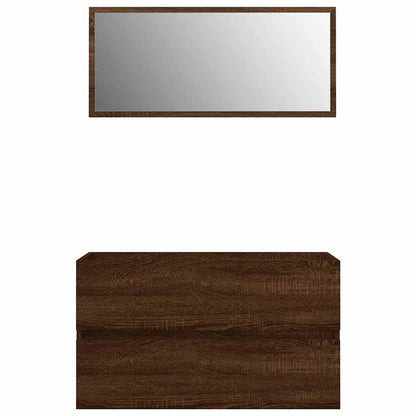 2-Piece Brown Oak Engineered Wood Bathroom Set