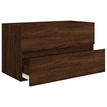 2-Piece Brown Oak Engineered Wood Bathroom Set