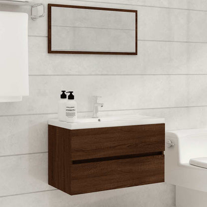 2-Piece Brown Oak Engineered Wood Bathroom Set