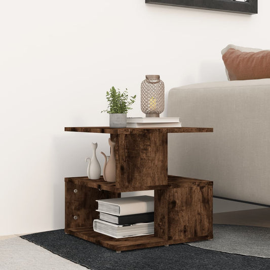 Smoked Oak Engineered Wood Side Table - 40x40 cm