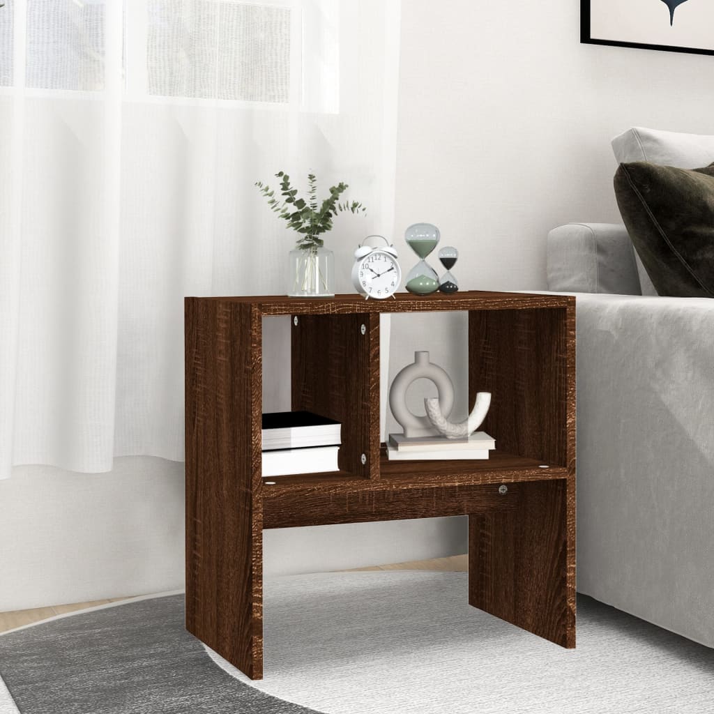 Brown Oak Side Table - 50x30x50 cm, Engineered Wood