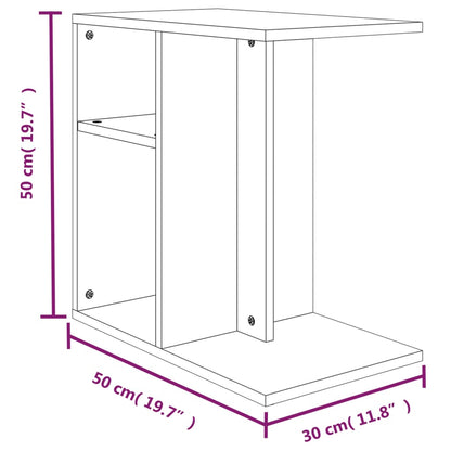 Brown Oak Side Table - 50x30x50 cm, Engineered Wood