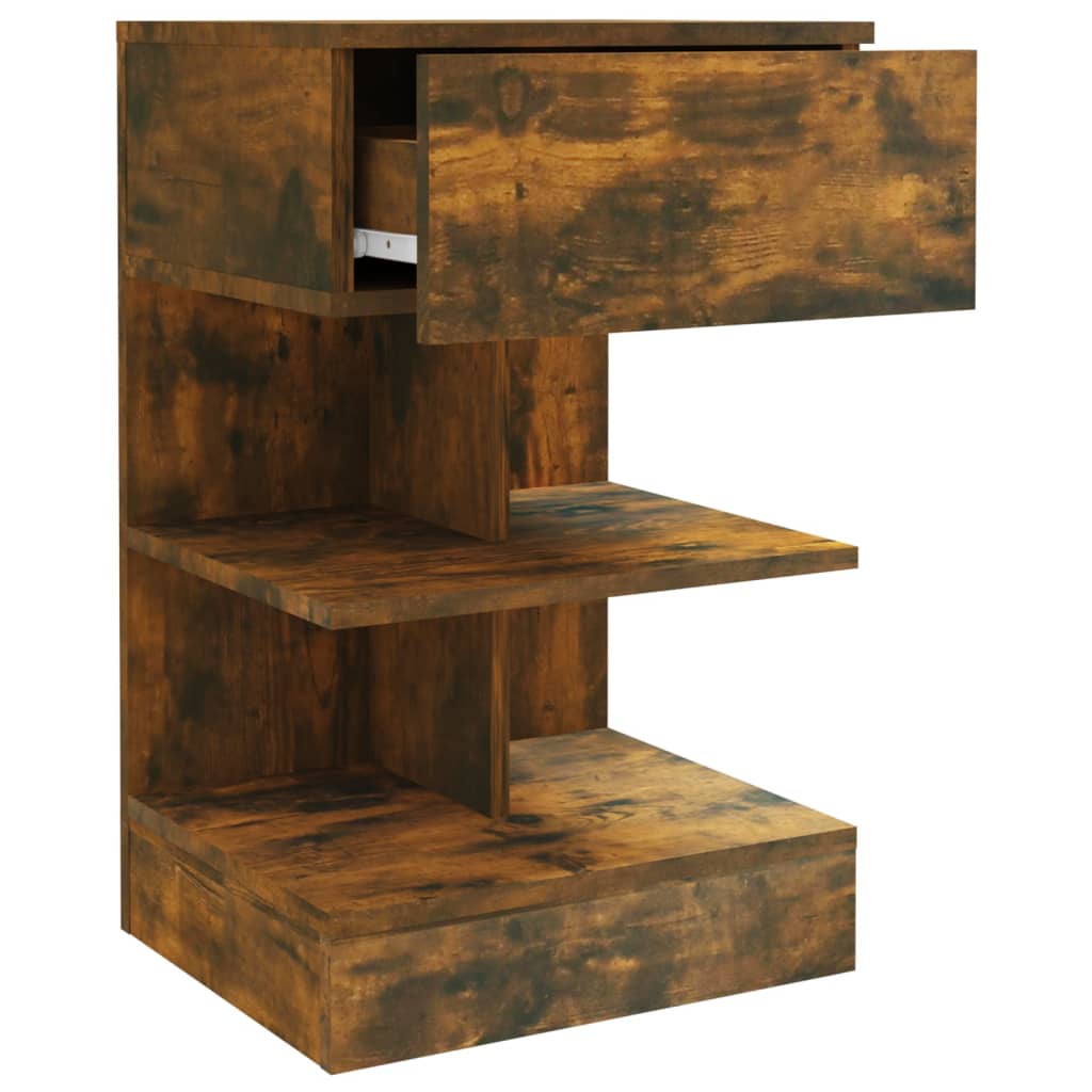 Smoked Oak Bedside Cabinets Set - 2 pcs, 40x35x65 cm Engineered Wood