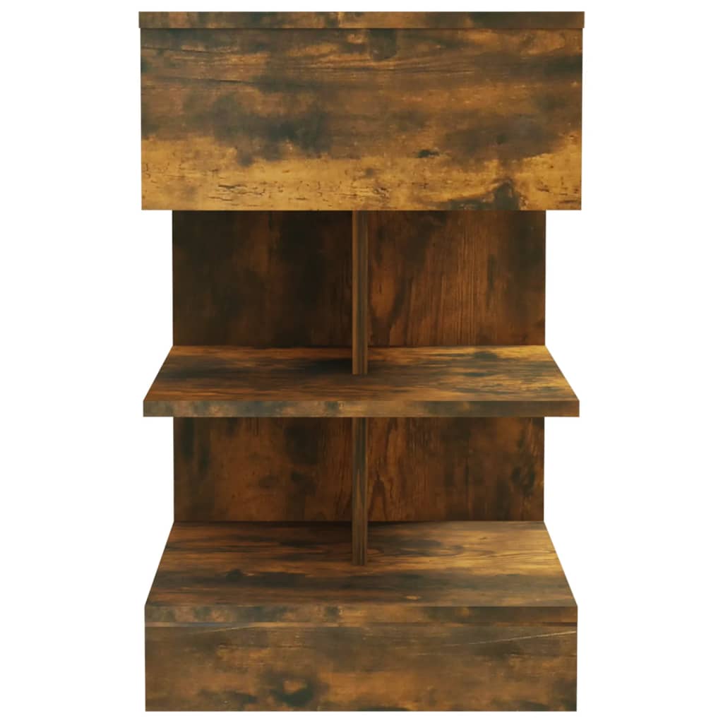 Smoked Oak Bedside Cabinets Set - 2 pcs, 40x35x65 cm Engineered Wood