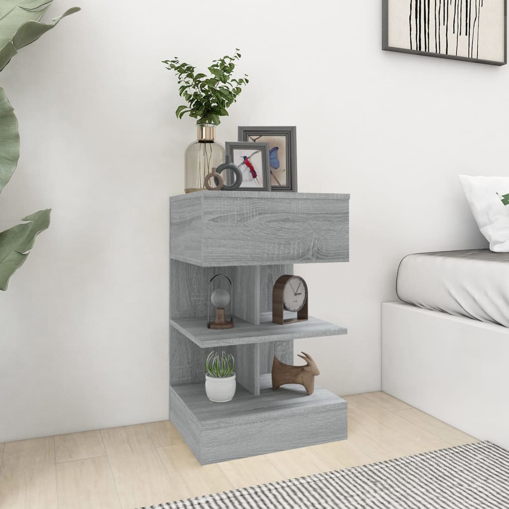 Grey Sonoma Bedside Cabinet 40x35x65 cm - Engineered Wood
