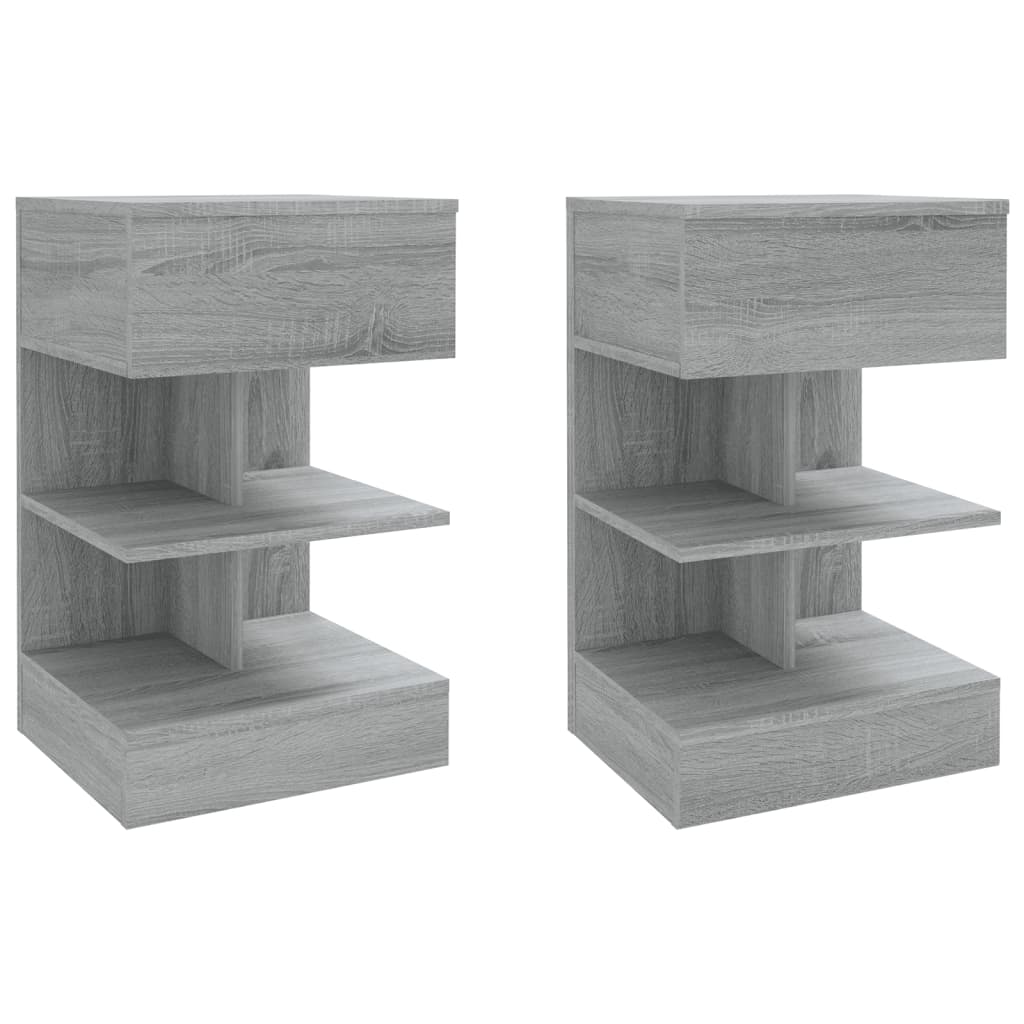 Grey Sonoma Bedside Cabinets 2 Pcs - Engineered Wood, 40x35x65 cm