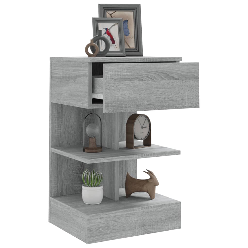 Grey Sonoma Bedside Cabinets 2 Pcs - Engineered Wood, 40x35x65 cm