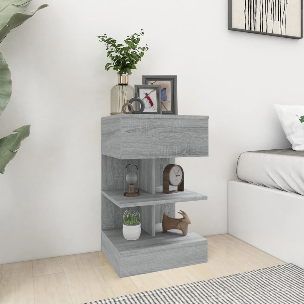 Grey Sonoma Bedside Cabinets 2 Pcs - Engineered Wood, 40x35x65 cm