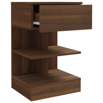 Brown Oak Bedside Cabinet, 40x35x65 cm, Engineered Wood