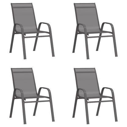 5 Piece Garden Dining Set Grey and Black