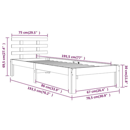 White Metal Bed Frame 75x190cm - Small Single, No Mattress Included