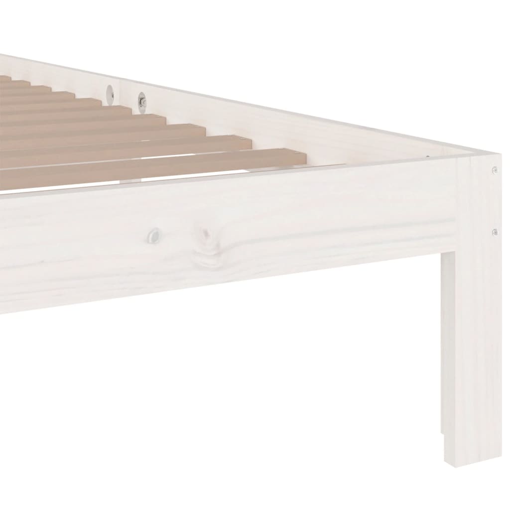 White Solid Wood Bed Frame 90x200 cm - No Mattress Included