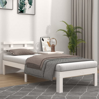 White Solid Wood Bed Frame 100x200 cm - No Mattress Included
