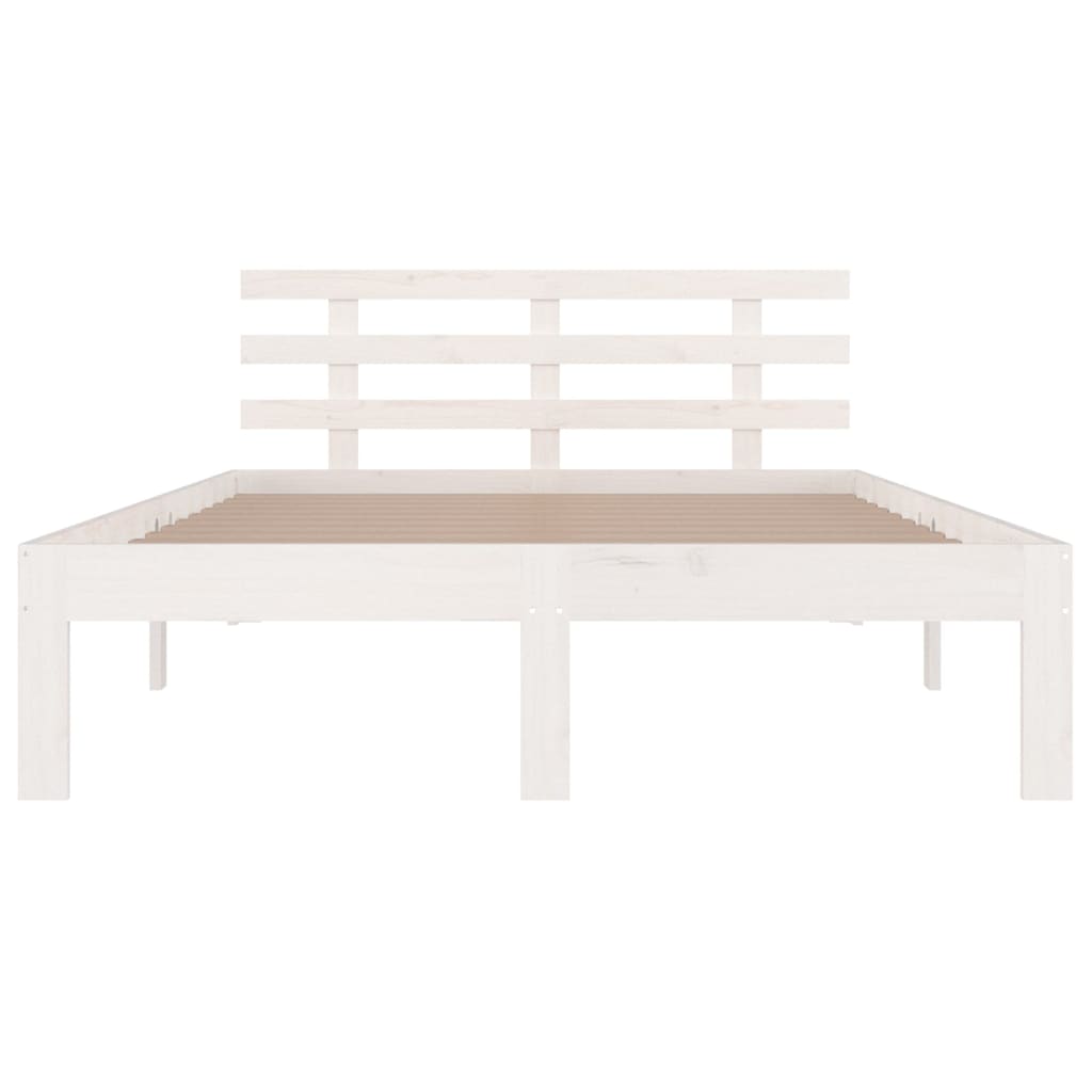 White Solid Wood Bed Frame - 120x200 cm Elegant Design