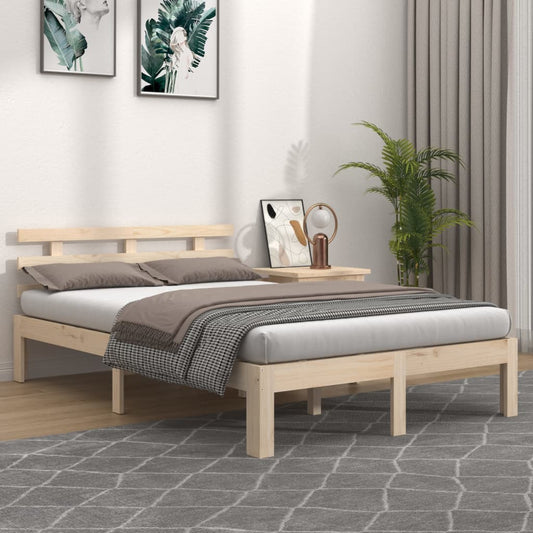 Solid Wood King Size Bed Frame 150x200 cm - No Mattress Included