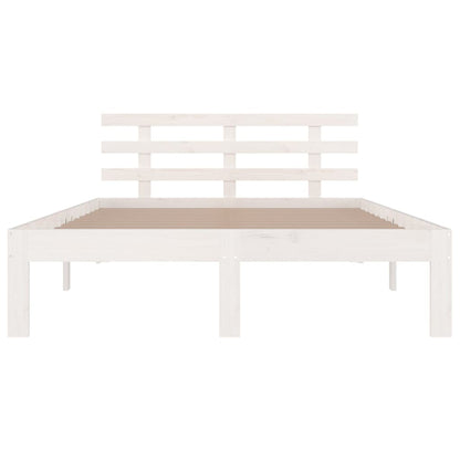 Solid Wood White King Size Bed Frame 150x200 cm - No Mattress
