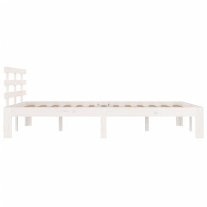 Solid Wood White King Size Bed Frame 150x200 cm - No Mattress