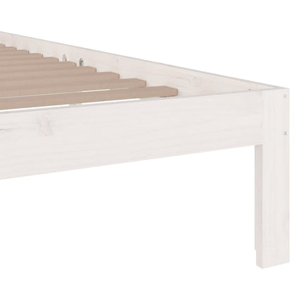 Solid Wood White King Size Bed Frame 150x200 cm - No Mattress