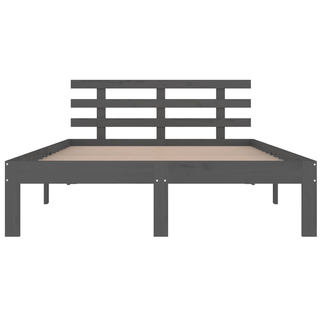 Solid Wood Grey King Size Bed Frame 150x200 cm - No Mattress