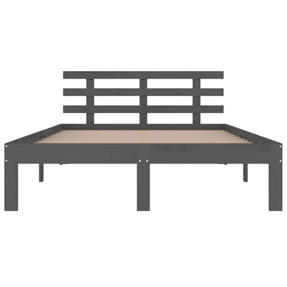 Solid Wood Grey King Size Bed Frame 150x200 cm - No Mattress