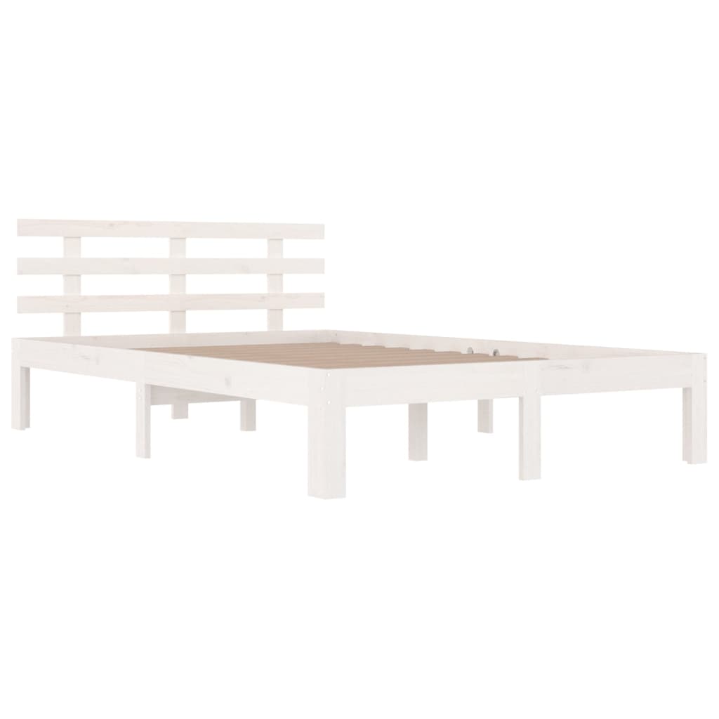 White Solid Wood Bed Frame 160x200 cm - Sturdy & Stylish Design