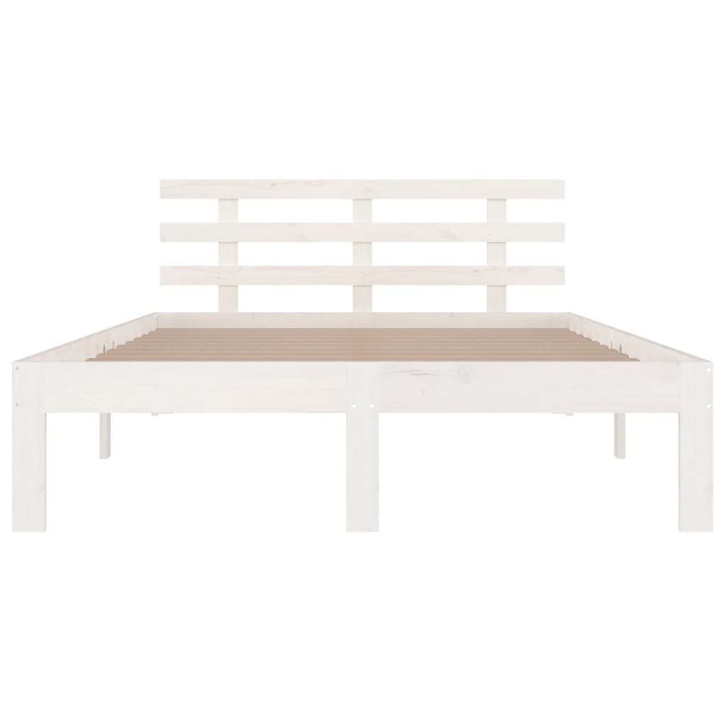 White Solid Wood Bed Frame 160x200 cm - Sturdy & Stylish Design
