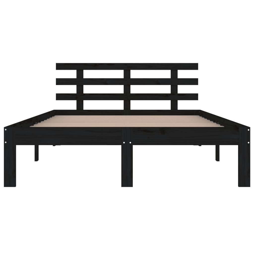 Black Solid Wood Bed Frame 200x200 cm - No Mattress Included