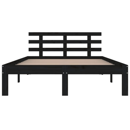 Black Solid Wood Bed Frame 200x200 cm - No Mattress Included