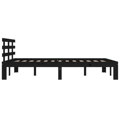Black Solid Wood Bed Frame 200x200 cm - No Mattress Included