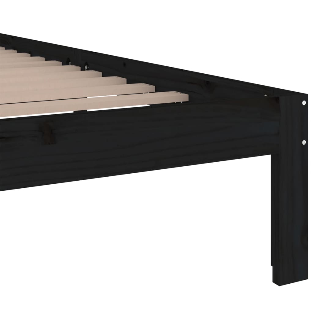 Black Solid Wood Bed Frame 200x200 cm - No Mattress Included