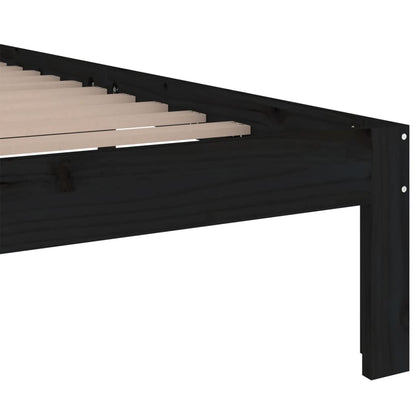 Black Solid Wood Bed Frame 200x200 cm - No Mattress Included