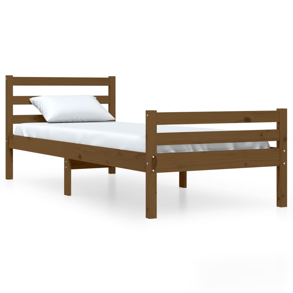 Honey Brown Solid Wood Small Single Bed Frame 75x190 cm