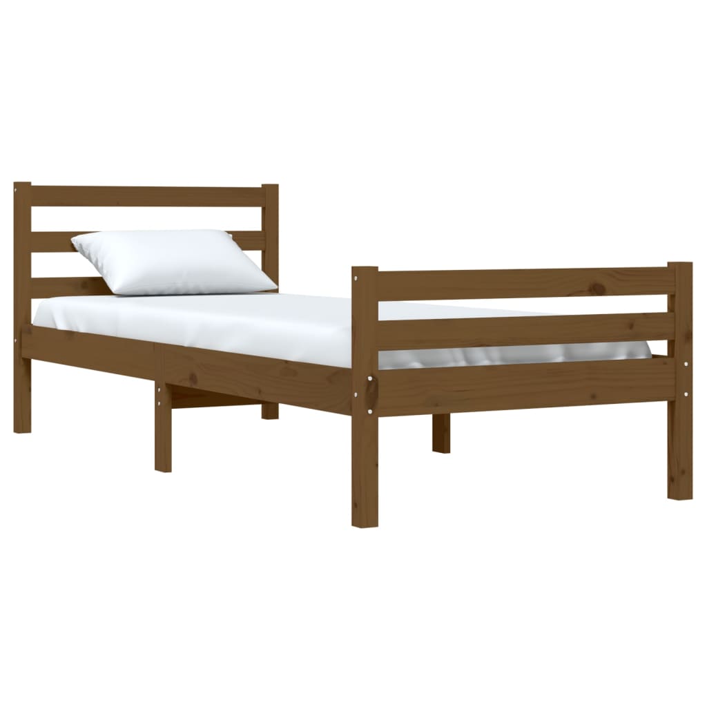 Honey Brown Solid Wood Small Single Bed Frame 75x190 cm