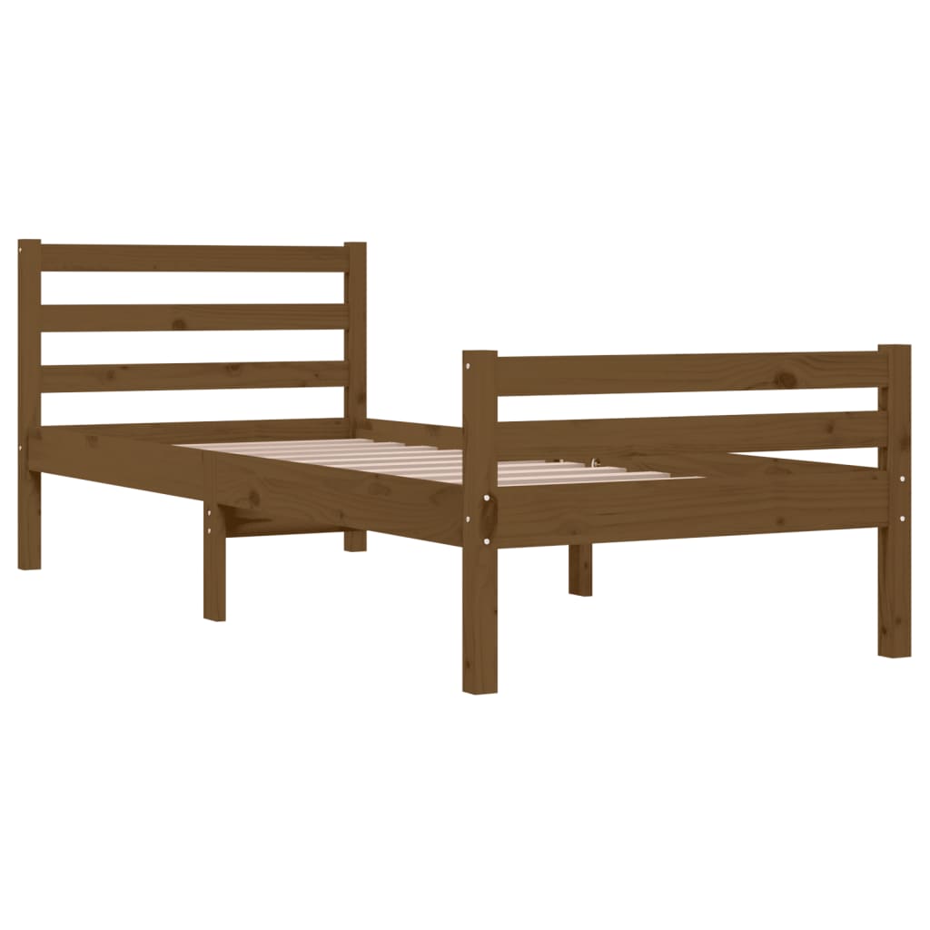 Honey Brown Solid Wood Small Single Bed Frame 75x190 cm