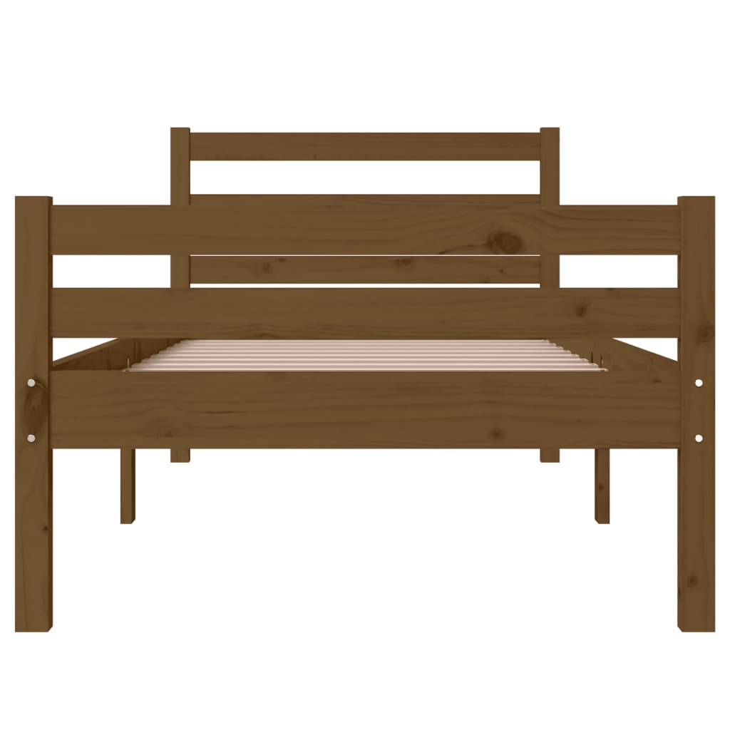 Honey Brown Solid Wood Small Single Bed Frame 75x190 cm