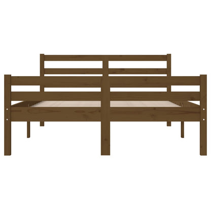 Small Double Solid Wood Bed Frame, Honey Brown, 120x190 cm