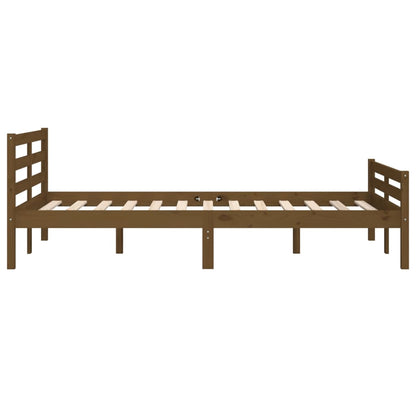 Small Double Solid Wood Bed Frame, Honey Brown, 120x190 cm