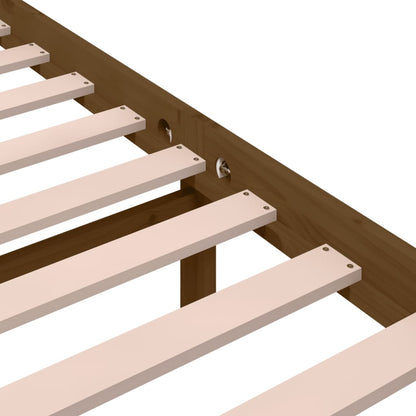 Small Double Solid Wood Bed Frame, Honey Brown, 120x190 cm