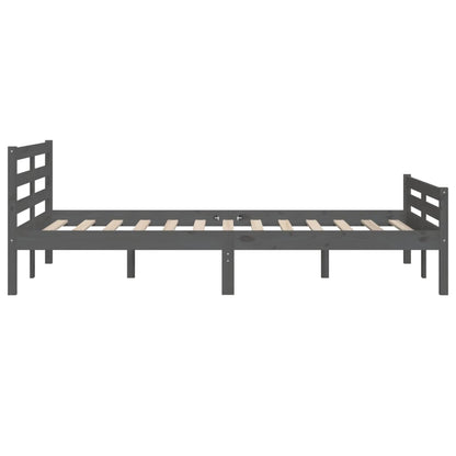 Solid Wood Grey Bed Frame 140x190 cm - Mattress Not Included